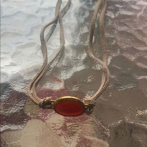 Stone pendant choker with suede necklace